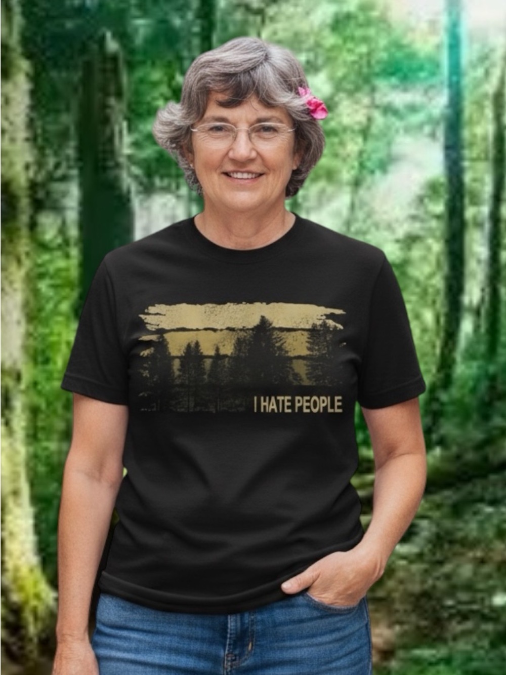 Sarcastic t shirt “I hate people”. For Nature and solitude lovers.  Medium